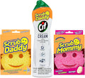Scrub Daddy Sponges + Scrub Mommy + Cif All Purpose Cleaner, Original - Non Scratch Sponges for Kitchen + Bathroom - Scrubber and Multipurpose Cleaner Cream - Cleaning Supplies Kit