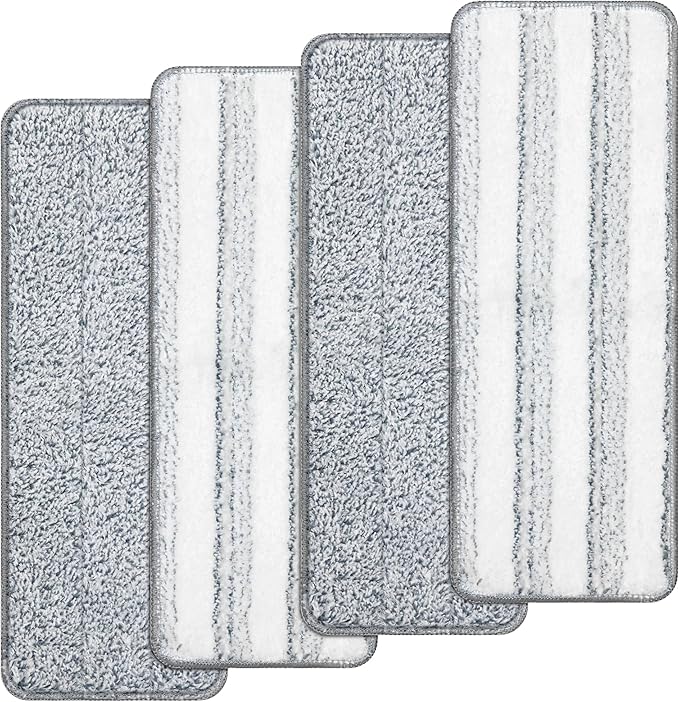 4pcs Microfiber Mop Pads Compatible with Joymoop Mop Replacement Pads for Joy Mop, 13”x4.9" Flat Mop Pads Reusable Washable Mop Head Replacement for Joymoop Mop and Bucket with Wringer Set, Mop Pads