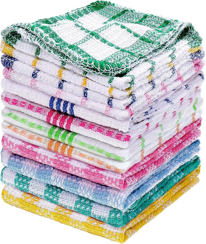 Patelai 12 Pcs Kitchen Dish Cloths for Washing Dishes Absorbent Dish Rags Cleaning Reusable Towels for Scrubbing Wipe Glass Summer Home Household Supplies(Bright Color,13.8'' X 13.8'', 11.8 x 11.8'')