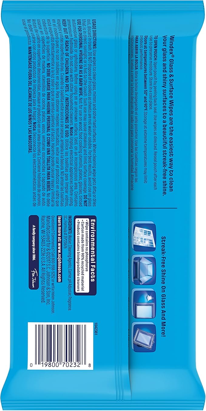 Windex Glass and Multi-Surface Cleaning Wipes, 28 Count