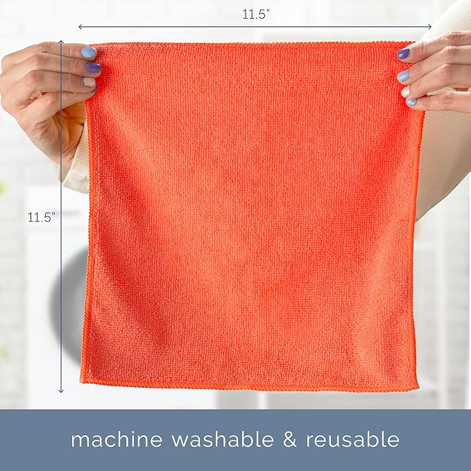 S&T INC. 25 Pack Microfiber Cleaning Cloth, Bulk Towels for Home, Reusable Microfiber Towels for Cars, Cleaning Rags, Assorted, 11.5 Inches x 11.5 Inches, 25 Count