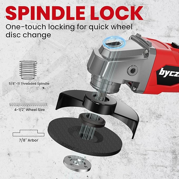 Cordless Angle Grinder Compatible with Milwaukee 18V Battery (NO BATTERY), 4-1/2 Inch Angle Grinder Power Tool with Spanner, 3 Variable Speed, MAX 8500 RPM, Brushless Motor