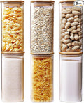 HomArtist Square Glass Jars with Bamboo Lids 30 FL OZ [Set of 6], Glass Canisters with Airtight Lid, Glass Food Storage Container for Pasta, Flour, Sugar, Rice, Best for Kitchen & Pantry