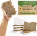 Natural Kitchen Sponges (6 Pack) - Biodegradable Cellulose & Coconut Scrubber Dish Sponges for Kitchen - Eco-Friendly, Non Scratch, Compostable, Non Toxic S-Shaped Natural Sponges for Dishes