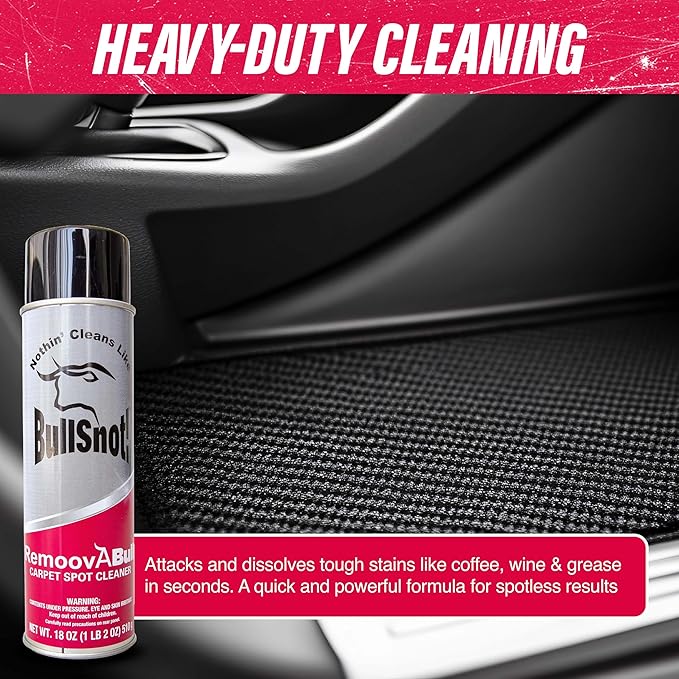 RemoovABull Carpet & Upholstery Stain Remover – Fast Acting, Powerful Cleaner for Oil, Grease, Dirt, Coffee, Urine & More – Ideal for Car Interiors, Fabrics, & Carpets – Made in the USA