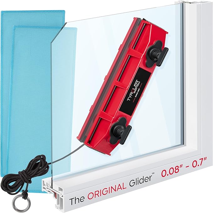 Tyroler Outside Magnetic Window Cleaner Tool | The Glider D-2 AFC Double-Sided Window Cleaners Tool Fits Windows 0.1"-0.7" Thick | Magnet Window Cleaner | Magnetic Glass Cleaner | Limpiador magnetico