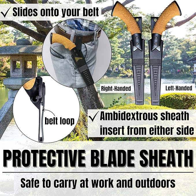 KAKURI Japanese Pruning Saw with Sheath 8.2" for Tree Trimming - Hand Tree Saw for Gardening, Camping, Bushcraft - Non Slip Cork Handle - Made in Japan
