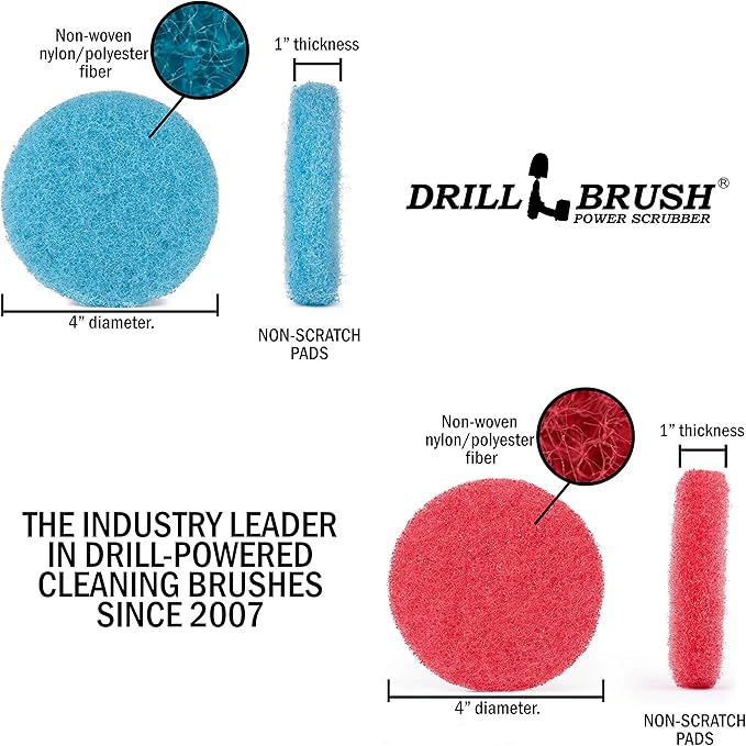 Drill Brush - Scrub Pads - Bathroom Accessories - Cleaning Supplies - Spin Scrubber Pad Kit - Hard Water Stain Remover - Shower Cleaner - Tub Cleaner - Bath Mat - Glass Cleaner - Shower Door Cleaner