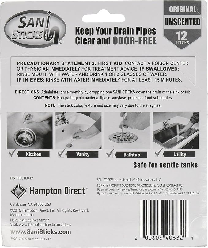 As Seen on TV Drain Cleaner and Deodorizer, Unscented - 12 Pack