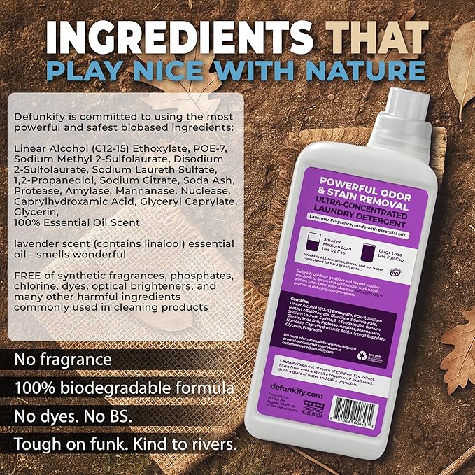 Laundry Detergent, 124 Load. 'Lavender' Essential Oil Liquid Laundry Detergent Washing Soap for Sensitive Skin. ProvenSafe™ Cleaning Supply w/Odor & Stain Remover for Outdoor Gear & All Fabrics