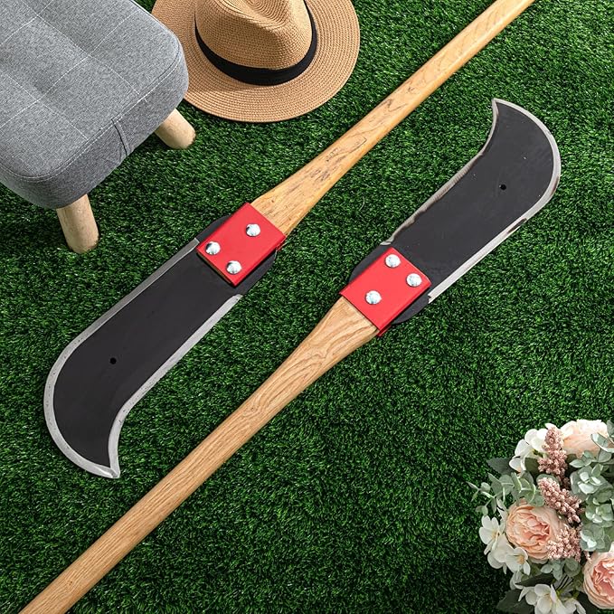 2 Pcs Bush Axe Ditch Bank Blade with Wood Handle Bushcraft Axe Branch Garden Tool 16-inch Head with 40-inch Handle for Garden Yard