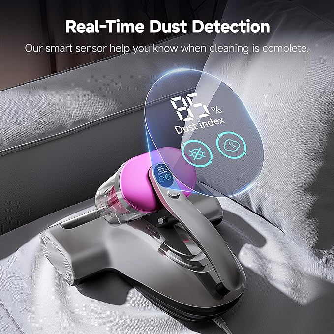uwant Mattress Vacuum Cleaner, 16Kpa 450W Bed Vacuum Cleaner with 253.7nm UV-C Light, 149°F Heat, 36000 RPM/Min Tapping, HEPA Filter & Ultrasonic, Handheld Vacuums for Bed, Sofa, Couch, Crib, Set of 1