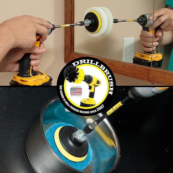 Drill Brush - Drill Attachment - Bathroom - Power Scrubber Pads - Cleaning Pads - Bath - Shower Door - Scouring Pad Kit - Bath Mat - Bathroom Sink - Shower Cleaner - Vinyl Flooring - Scrub Pads