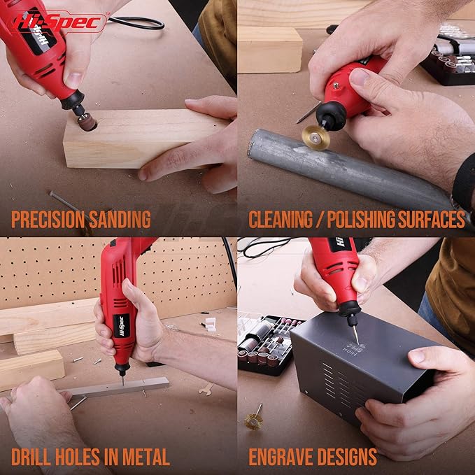 Hi-Spec 121pc 130W Corded Power Rotary Multi Tool Kit with Dremel Compatible Bit Accessories to Drill, Cut, Trim, Grind & Sand for DIY Repairs, Hobbies & Craft Projects