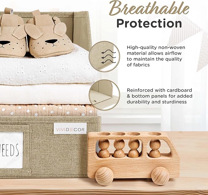 Storage Cubes – 12x12x10 Fabric Baskets for Organizing, Storage Baskets for Shelves, Front Opening Fabric Bins, Closet Organizer Bins for Clothes, Towels, Sweaters, Linen – Brown, 3 Pack