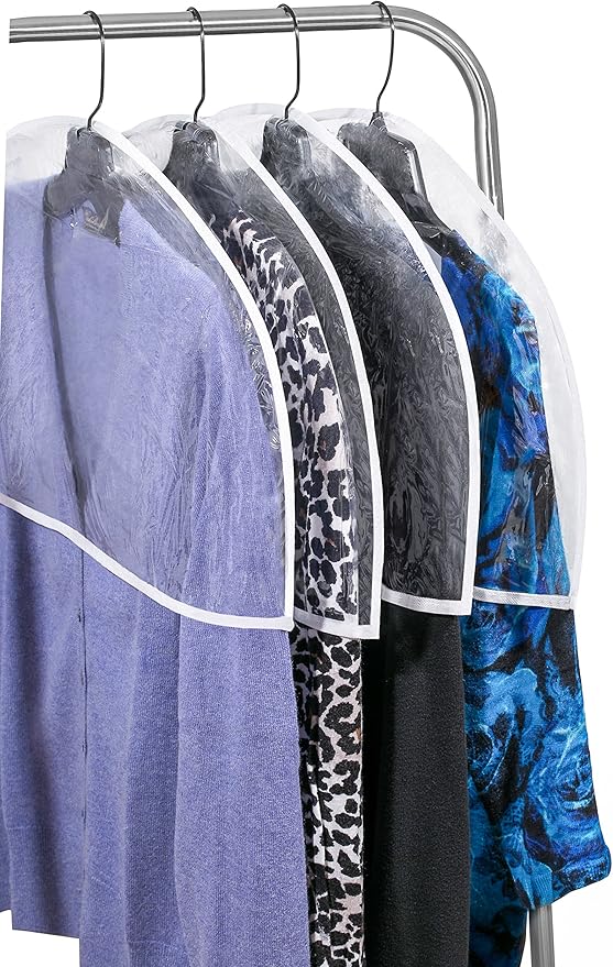 Clear Vinyl Shoulder Covers Closet Suit Protects Storage Home Decor Set of 12, 12"H x 22"W x 2"D