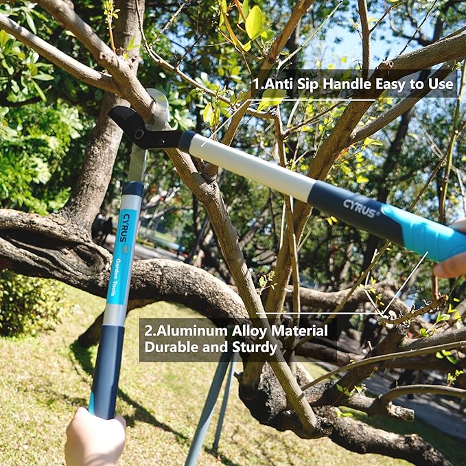 CYRUS Garden Loppers for Tree Trimming, 28” Heavy Duty Tree Branch Cutter with 1¾ inch Chops Thick Carbon Steel Sharp Blade,Garden Tool-Anvil Bypass Lopper with Ergonomical Non-Slip Handle