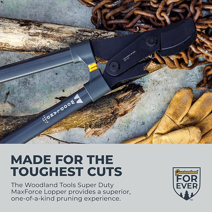 Woodland Tools Super Duty Lopper, 32 Inch Geared Bypass Branch Cutter with Soft Grip Handles, Manual Tree Limb Cutter for Thick Branches, Heavy Yard Work, and Seasonal Pruning