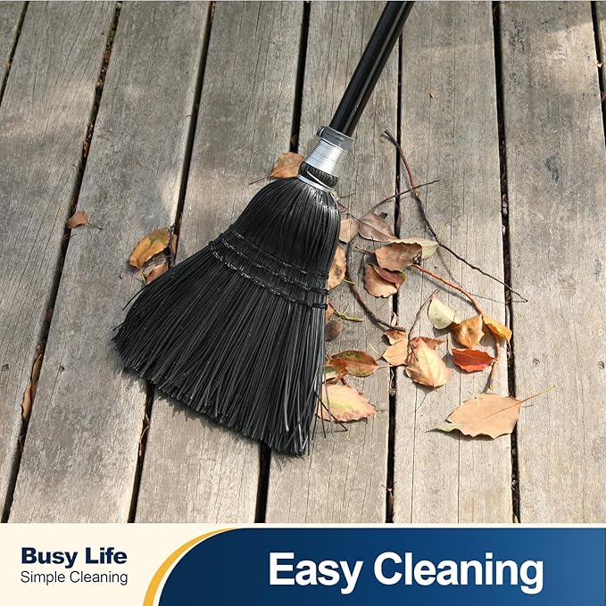 Yocada Broom Commercial Indoor Outdoor Broom 55.5 inch Tall for Courtyard Garage Lobby Mall Market Floor Home Office Leaves Stone Dust Rubbishb Black