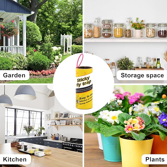 40 Rolls Fruit Fly Traps for Indoors, Fly Trap, Fly Trap Indoor for Home, Fly Traps Outdoor, Sticky Fly Strips, Fly Glue Paper Tape Catcher Ribbon for Gnat Fungus Fruit Flies