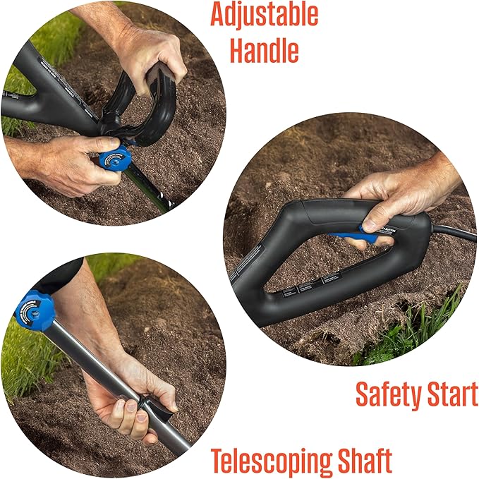 Westinghouse 6-Inch, 2.5 Amp Corded Electric Mini Tiller Cultivator for Gardening, Lightweight, 4 Steel Blades