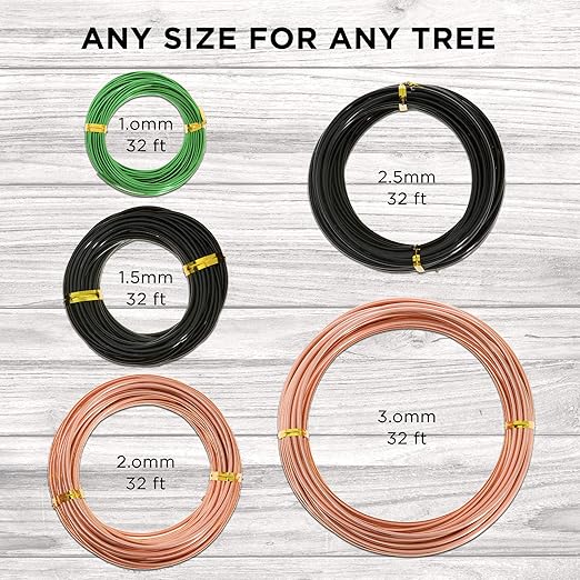 Leaves and Soul Tree Training Wire Kit – 5 Rolls Aluminum Alloy Bonsai Wire (160ft) with Cutter & Canvas Bag | Bonsai Tools, Plant Training Accessories, Bonsai Tree Kit for Beginners & Professionals