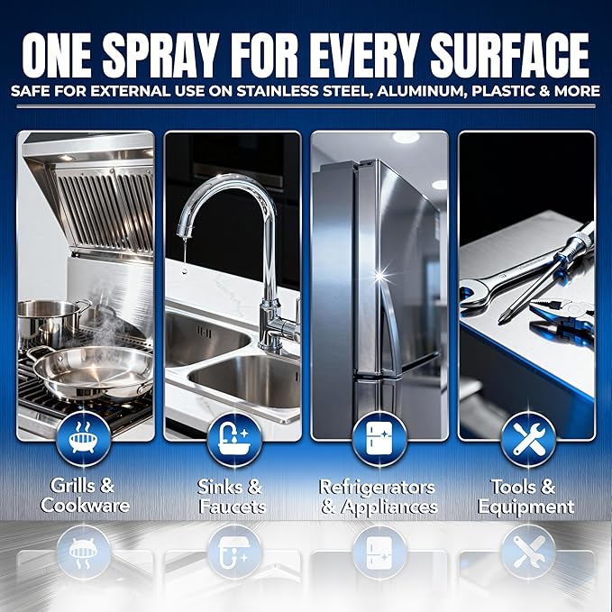 4 x 1 Gallon Sheila Shine Stainless Steel Cleaner and Polish - Cleans, Polishes & Protects Kitchen Appliances, Refrigerators, Sinks, Ovens & Grills - Stainless Steel Metal Cleaner