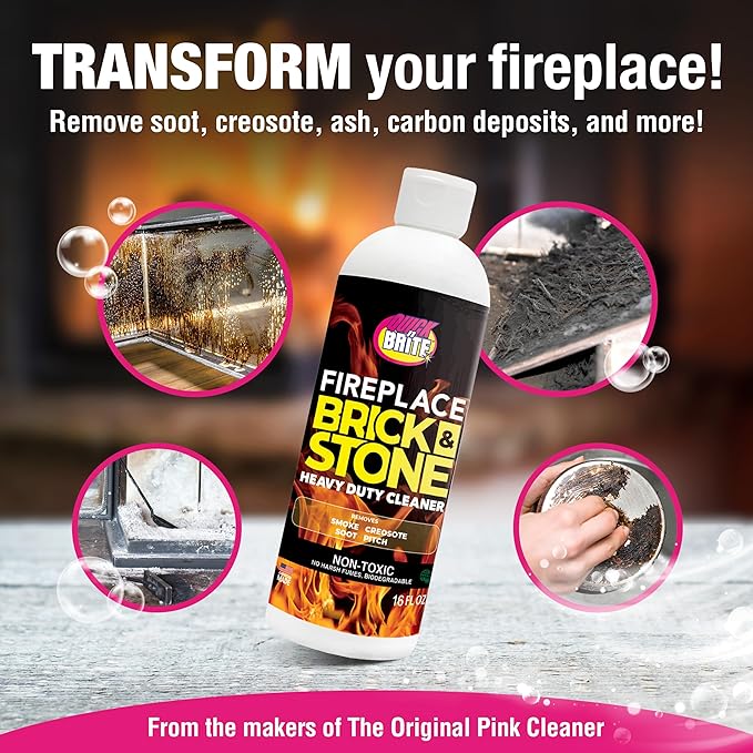 Quick 'n Brite Fireplace Gel Cleaner for Brick, Stone, Rock, Tile, and Marble, Nonabrasive Fireplace Cleaner, Made in the USA, 16 oz
