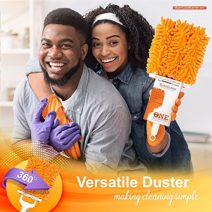 EasyClean Microfiber Duster for Blinds - Multi-Surface Microfiber Dusters for Cleaning - Blind Cleaner Duster Tool - Baseboard Cleaner Tool with Handle - Blinds Cleaner Tool - Use as Damp Duster