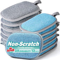 Sponges Kitchen Dish Sponge for Washing Dishes Cleaning Kitchen, All-Purpose, 12 Pack, Non Scratch, Rough Scrubbers Side for Non-Stick Cookware, Soft Microfiber Scrub Side for Dishes, Mr. Scrub