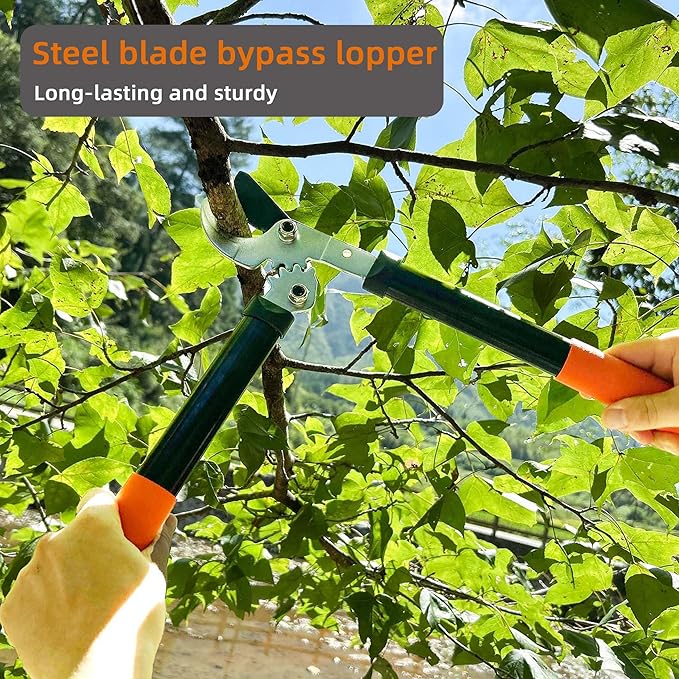 Loppers for Tree Trimming, Sharp Steel Blade Branch Cutter Bush and Tree Trimmer with 1.3" Clean Cut, Garden Clippers with Gear Action, Lightweight Pruner, Yard Tools for Gardening (15 Inch)