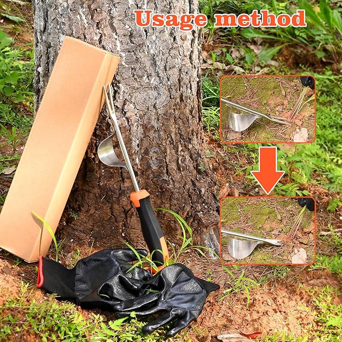 Hand Weeder Tool - V-Shaped Stainless Durable Unique Lever Design Weed Puller Tool with Anti-Slip Rubberized Handle for Effortless Dandelion Their Roots & Weed Removal.