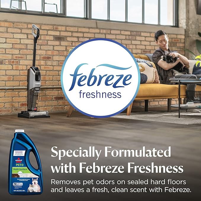 Bissell Multi-Surface Pet Formula with Febreze Freshness, 22951, 64 Fl Oz, Use on Sealed Hard Floors, and Area Rugs, Removes Tough Messes, Febreze Freshness