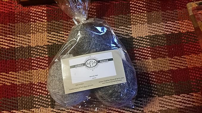 Set of 6-All Natural Alpaca Wool Dryer Balls-Hypoallergenic-Organic-Handmade-Fabric Softener, Dryer Sheet Replacement