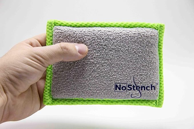 Kitchen Sponge | Odor Resistant, Non-Scratch Microfiber Mesh & Terry Cloth Sponge, Long Lasting Odor Protection | Durable, 4 Pack
