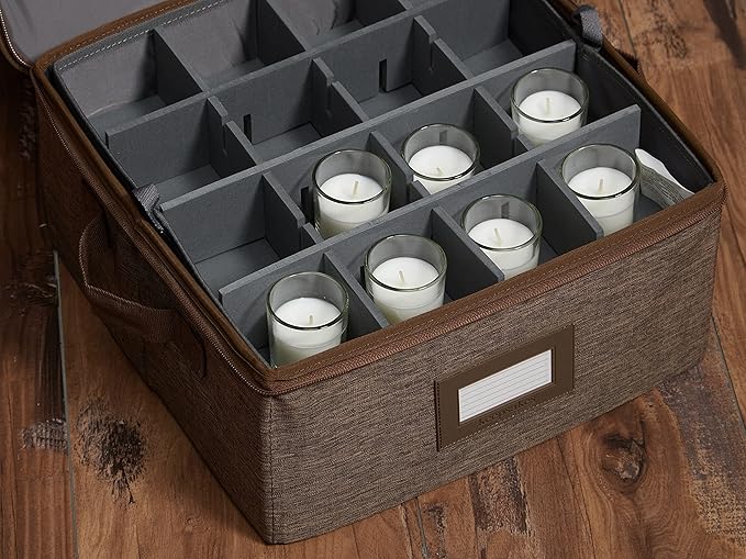 Covermates Keepsakes - Adjustable Zip-Top Storage Box - Configurable FlexGrid Compartments - Heavy Duty Polyester- Reinforced Handles - Stackable Design - Indoor Storage, Brown Heather