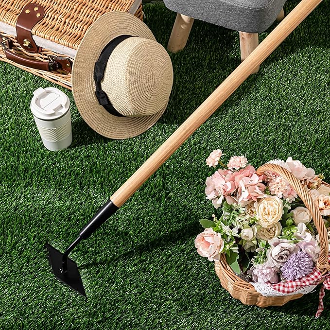2 Pcs 55 Inch Hoe Garden Tool Diamond Head Heavy Duty Long Handle Weeding Tool Push Pull Action Stirrup Hula Hoe with Forged Steel 4 Sharp Edges for Digging Hoeing Loosing Soil
