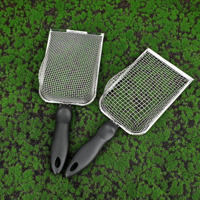 2pcs Gardening Soil Sifter, 5 & 2.8mm Garden Sand Compost Sieves Dirt Rocks Scoop Shovels with Ergonomic Handle Planting Tool Accessories Supplies