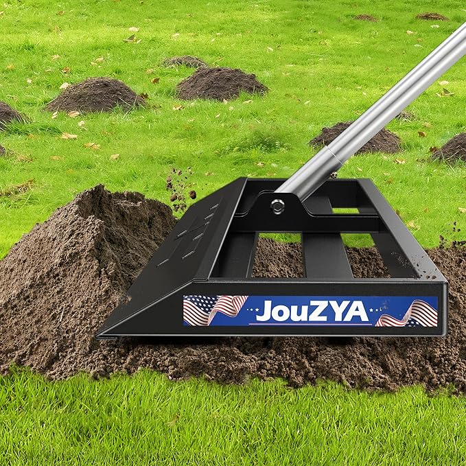 Lawn Leveling Rake 30x10 inch, Lawn Leveler Tool with Stainless Steel, 80" Extended Handle, Heavy-Duty for Garden, Golf Course, and Farm