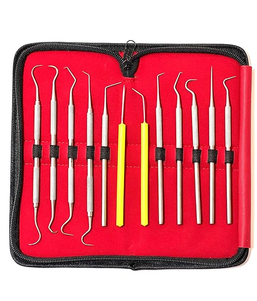 Premium Set of 12 Stainless Steel Precision Micro Probe Set Combo-Straight, Single, Short Double, Long Double, Triple and Hook Tips -Pick Tool Set 5.5"(14CM) (Set of 5 Each)