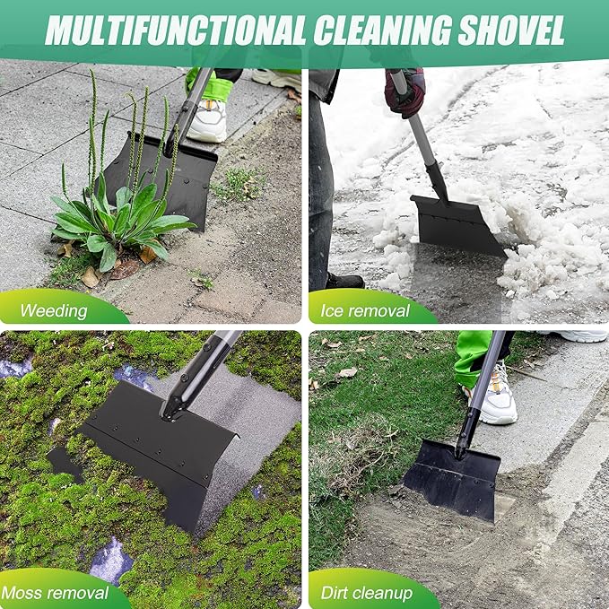 Suchtale Garden Flat Shovel Scraper, Heavy Duty Multifunctional Outdoor Cleaning Shovel with 54 Adjustable Long Handle, Ideal for Weed Removal, Lawn Edging, Trenching and Snow & Ice Scraping