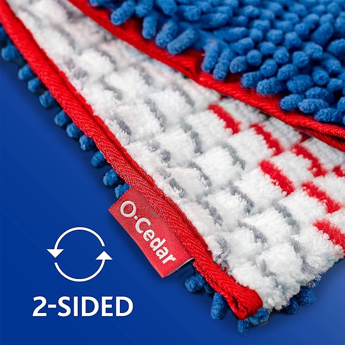O-Cedar Hardwood Floor 'N More 3-Action Mop with 1 Extra Refill | Microfiber Mop with 3pc Handle | Use Wet or Dry, Red