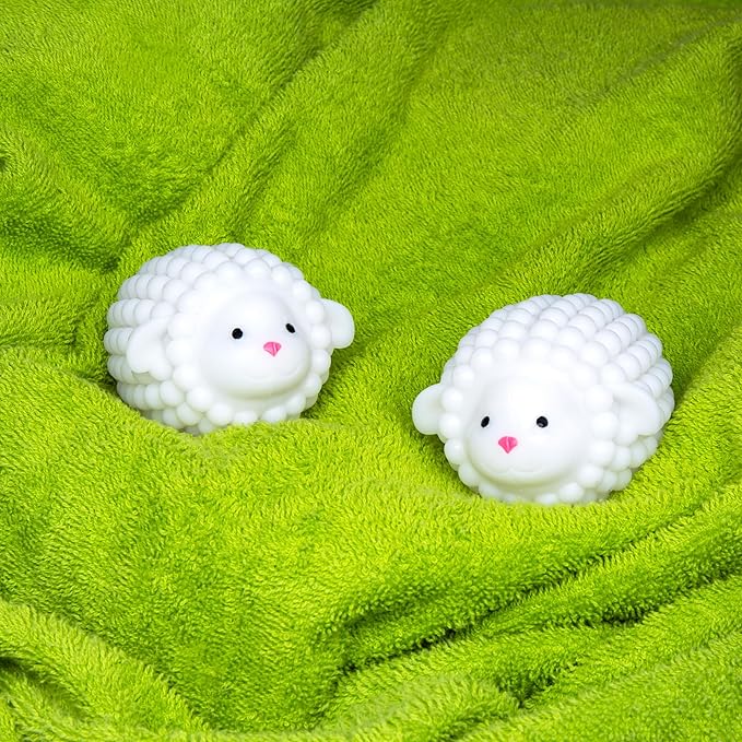 Kikkerland Set of Two Reusable Dryer Buddies for Laundry – Fabric Softener Dryer Balls – Control Static, Remove Wrinkles, Dry Clothes Faster, Lambs