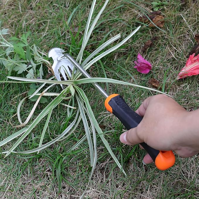 Weed Remover Tool,Garden Weed Tool, Portable Garden Weeding Tool for Vegetable Gardening Backyard Farm Planting & Weeding (Rubber Handle)