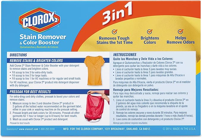 Clorox 2 03098 Stain Remover and Color Booster Powder, Original, 49.2oz Box (Case of 4)