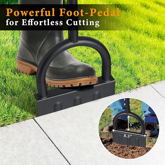 Manual Edger Lawn Tool, 39 Inch V-Shaped Garden Lawn Edger with Foot Pedal & T-Handle for Lawn Care, Heavy Duty Hand Lawn Edging for Driveway, Garden Bed, Sidewalk
