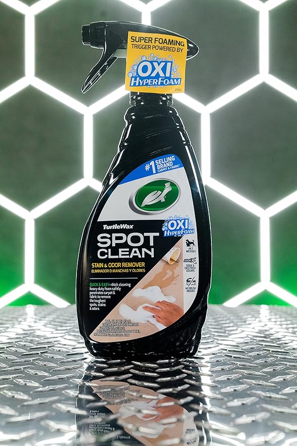 Turtle Wax 53839 Spot Clean Stain & Odor Remover, Non-Aerosol Foaming Spray Cleaner for Carpet, Fabric and Upholstered Surfaces, Eliminates Tough Stains, Deodorizes, 16 oz