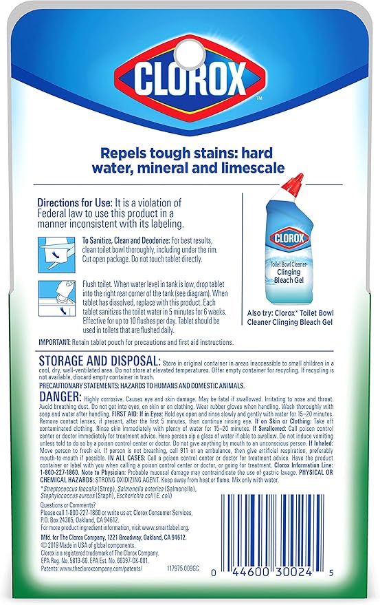 Clorox Ultra Clean Toilet Tablets Bleach 2 Count, 3.5 Oz Each (Pack May Vary)