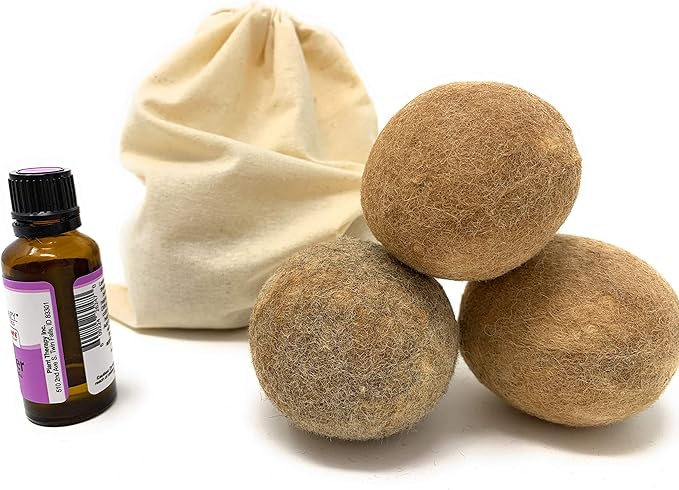 Alpaca Home 100% Alpaca Wool Dryer Balls - Felted - Set of 3 - Made in USA - All Natural Colors - Hypoallergenic
