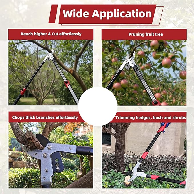 Loppers Branch Cutter Heavy Duty Tree Trimmer, Extendable 28-41" Tree Pruner with Compound Action, Tree Cutter with 2 Inch Clean Cut Capacity Chop Thick Branches Effortlessly